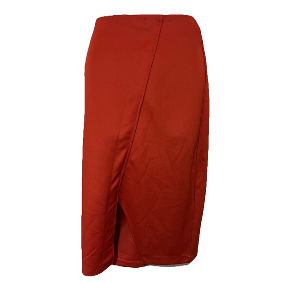 New York & Company Stretch Women's Red/Orange Front Slit Pencil Skirt Sz 8 NWTS - Picture 1 of 12